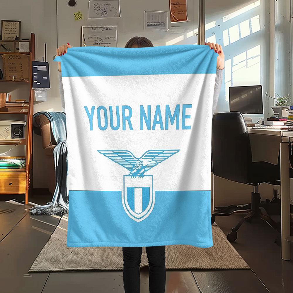 Custom Name,SS Lazio Printed Flannel Blanket, Soft Throw for Bedroom Sofa, Washable, Christmas Present, Great Gift.