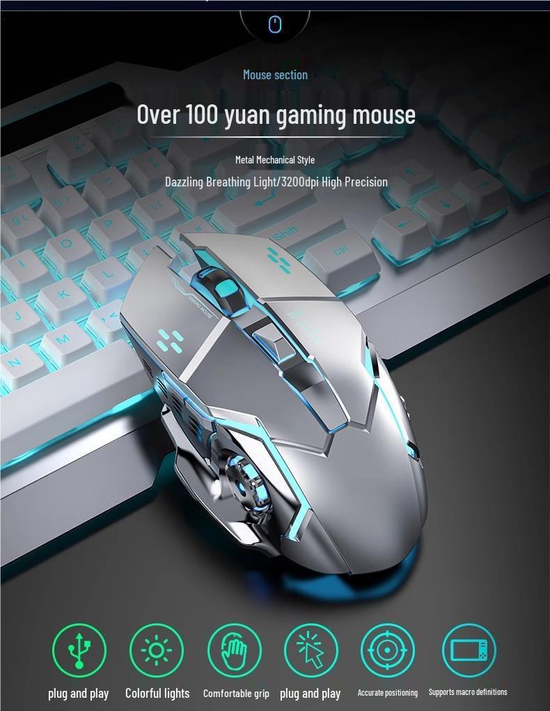 Gaming Keyboard & Mouse Set: True Mechanical Feel, with Headset & Extra Light Option