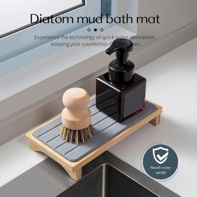 Podnos z kamene absorbujícího vodu, nepropustná podložka z křemeliny pro kuchyňské desky, rychleschnoucí organizér na mýdlo, podložka na toaletní stolek