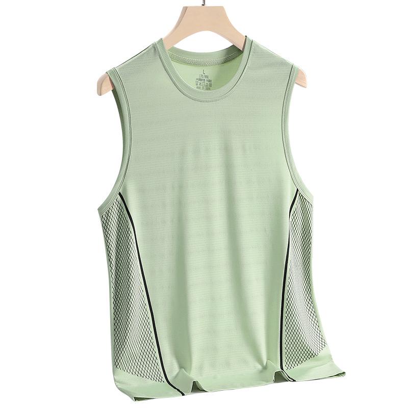 Men's Summer Ice Silk Quick-Dry Sleeveless Sports Vest: Breathable, Lightweight, Versatile, and Trendy