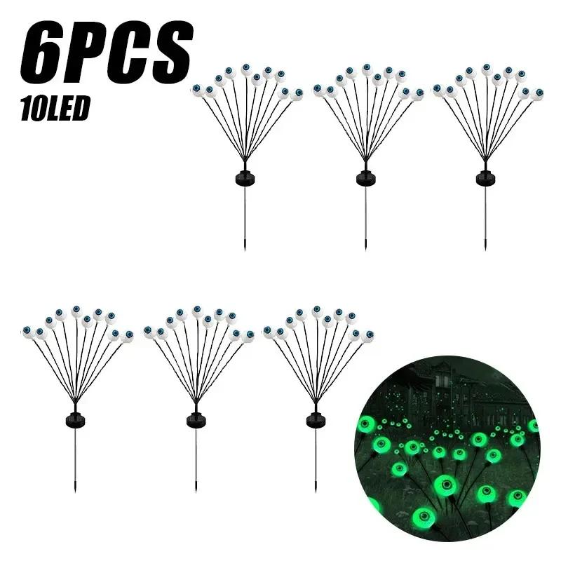 Halloween Outdoor Scary Eyeball Lights Led Green Warm White Multi Color Eyeball Blinking Firefly Lights Waterproof Solar Lights