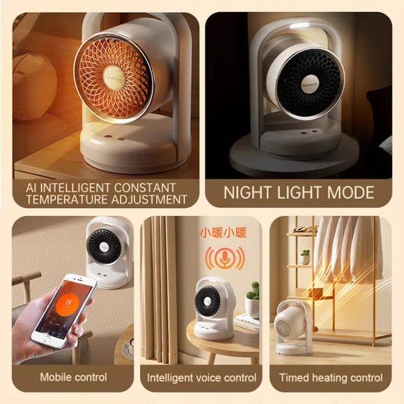 PTC Electric Fan Heater Small Electric Heater Warm Air Blower with Small Night Light