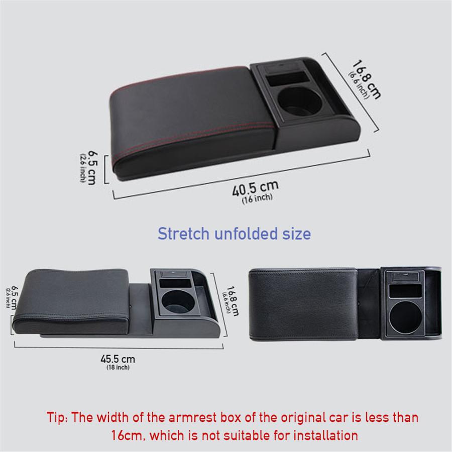 Universal Car Armrest With Cup Holder PU Leather Storage Box Soft Elbow Suppoty Cushion Multi-functional Movable Armrest