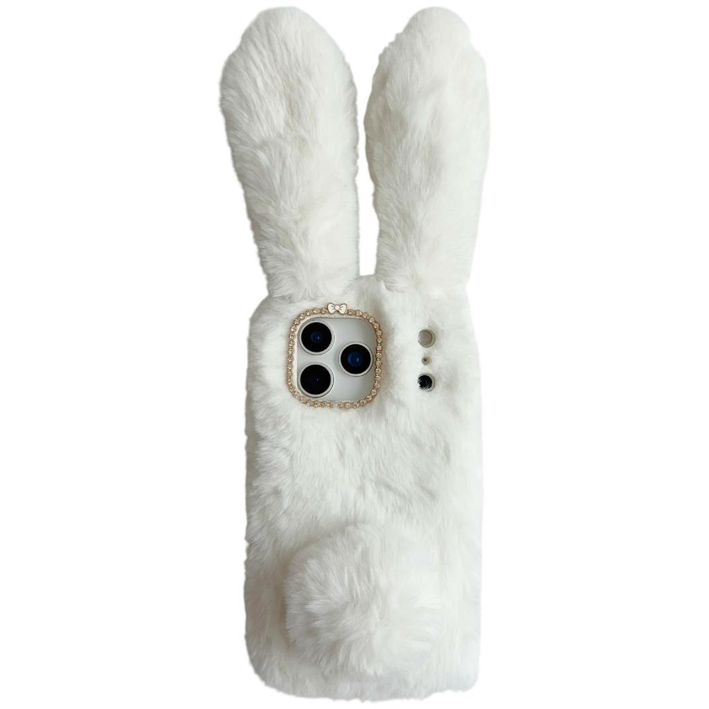 For iPhone 17 Pro Case Plush Cute Bunny Winter Fluffy TPU Phone Cover
