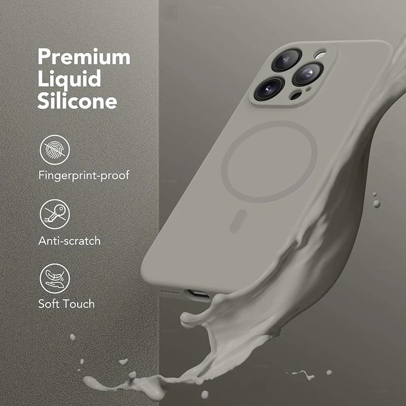 Luxury Official Magsafe Liquid Silicone Case For iPhone 15 14 13 12 11 Pro Max 15 Plus Mini Magnetic Wireless Charge Soft Cover