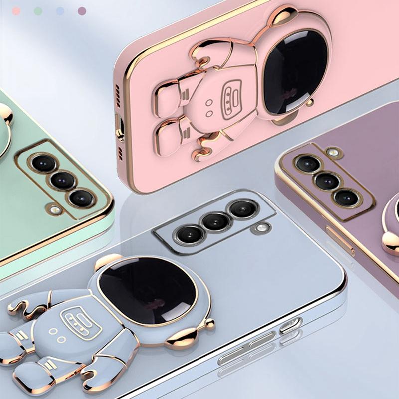 For Samsung Galaxy S23 Astronaut Phone Case Electroplating TPU Shockproof Cover