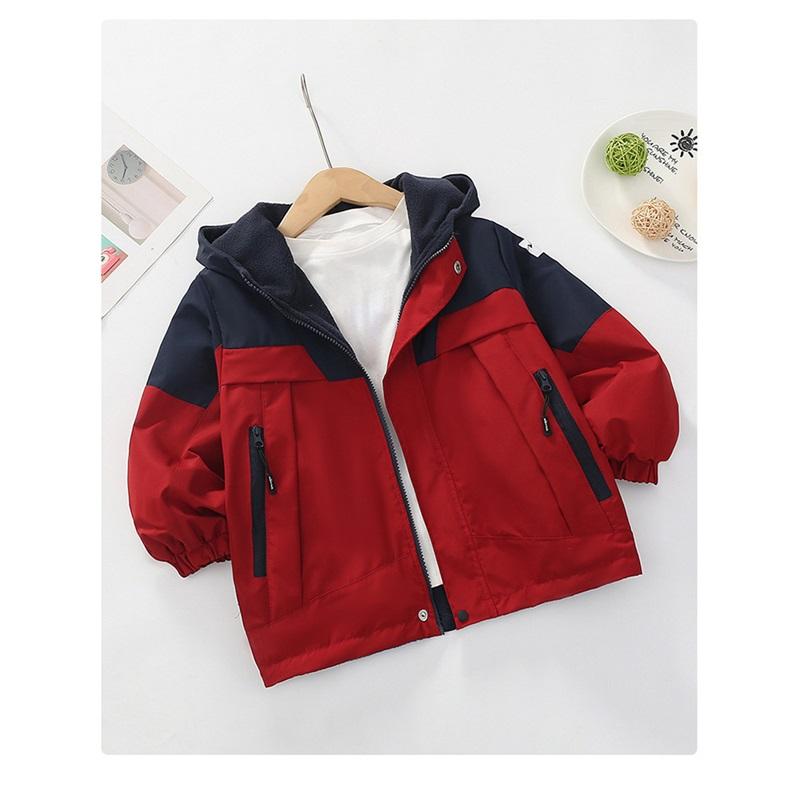 Giacca Reversibile Foderata in Pile per Bambino Invernale Doppia Faccia con Cappuccio Antivento Impermeabile Calda Giacca da Esterno Per