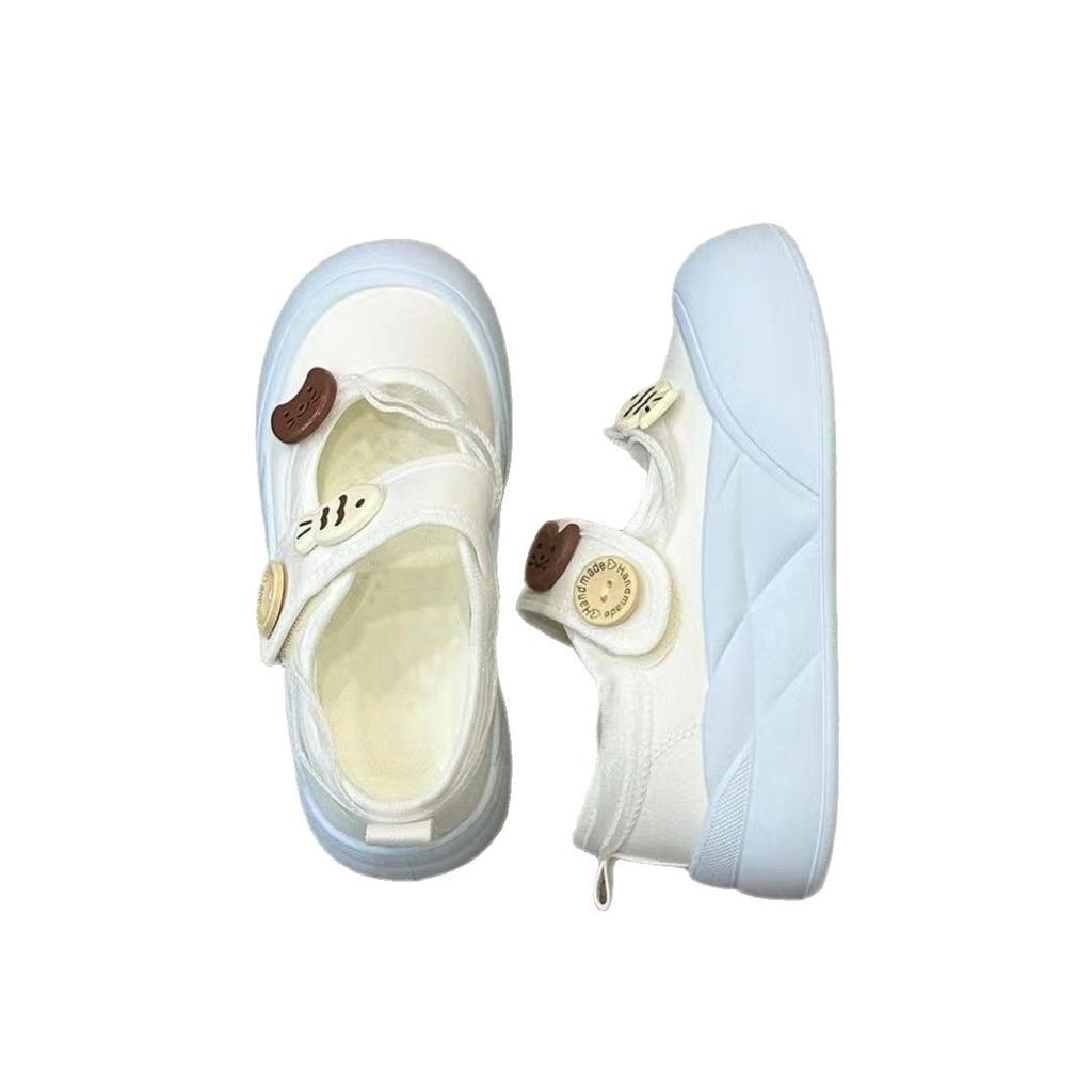 Mary Jane Hollow Canvas Shoes Children 2025 New Summer Breathable Velcro One Pedal Lazy Sports Shoes