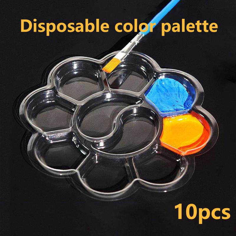 10 Pcs Disposable Gouache Oil Painting Palette Plum Blossom Shape Painting Art Palette Washable Watercolor Paint Palette