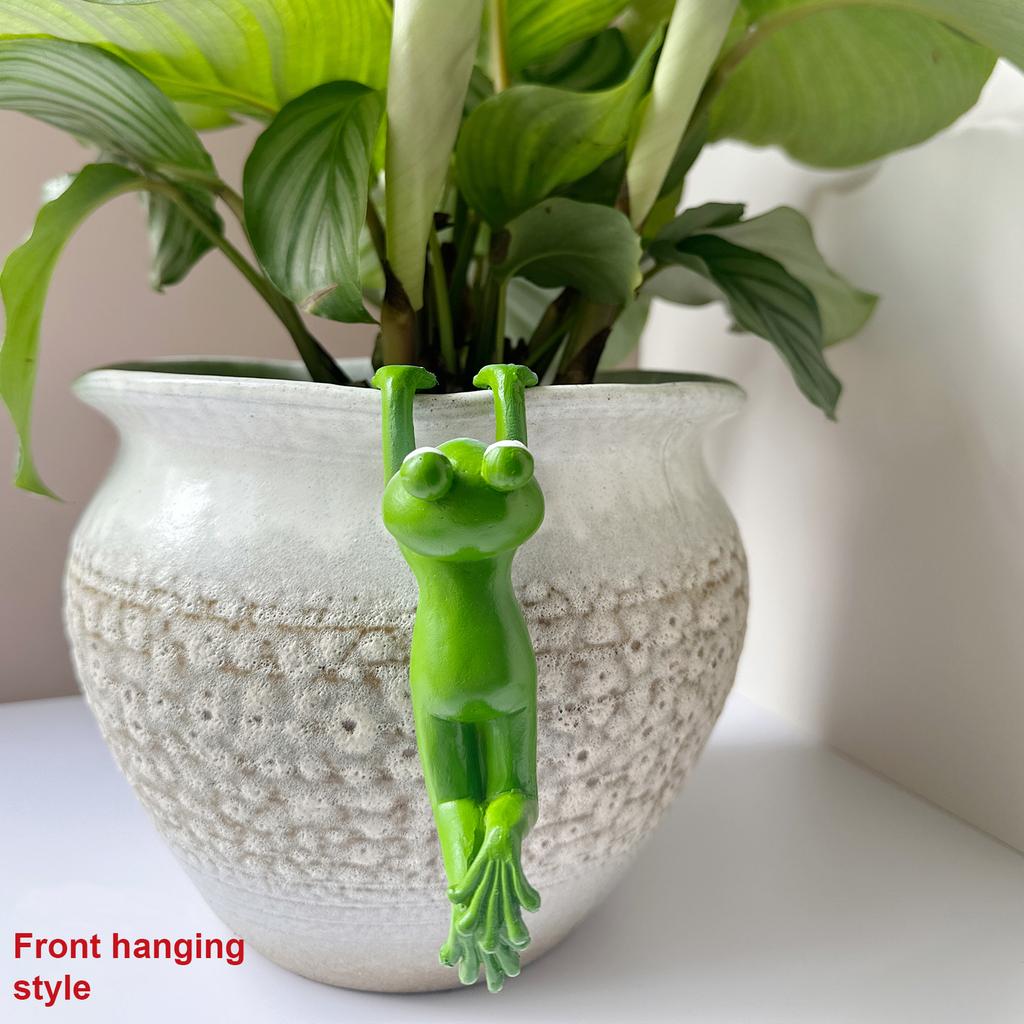 1pc Gardening Courtyard Bonsai Ornaments Decorative Crafts Cute Cartoon Frog Hanging Pot Resin Decorations