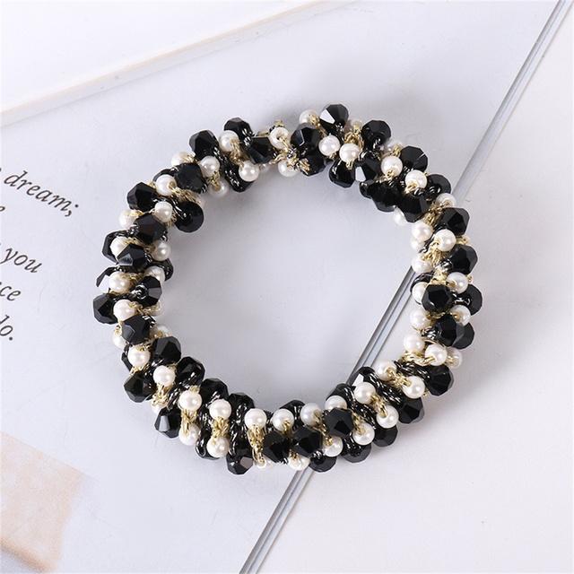 Elastici per capelli in cristallo Boho Elastici per capelli Scrunchies Corde per capelli con perle Perline Supporti per coda di cavallo Accessori per capelli per donne e ragazze