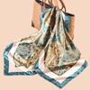 2Pcs Luxury  Silk Satin Square Scarf Women Hijab Bandana Muslim Headscarves Shawl Wrap Ladies Headband Neckerchief Foulard