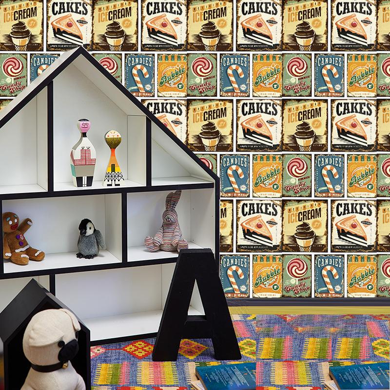 Retro Cartoon Self-Adhesive Waterproof Wallpaper Bedroom Living Room Wall Decor Desk & Furniture DIY Removable Stickers
