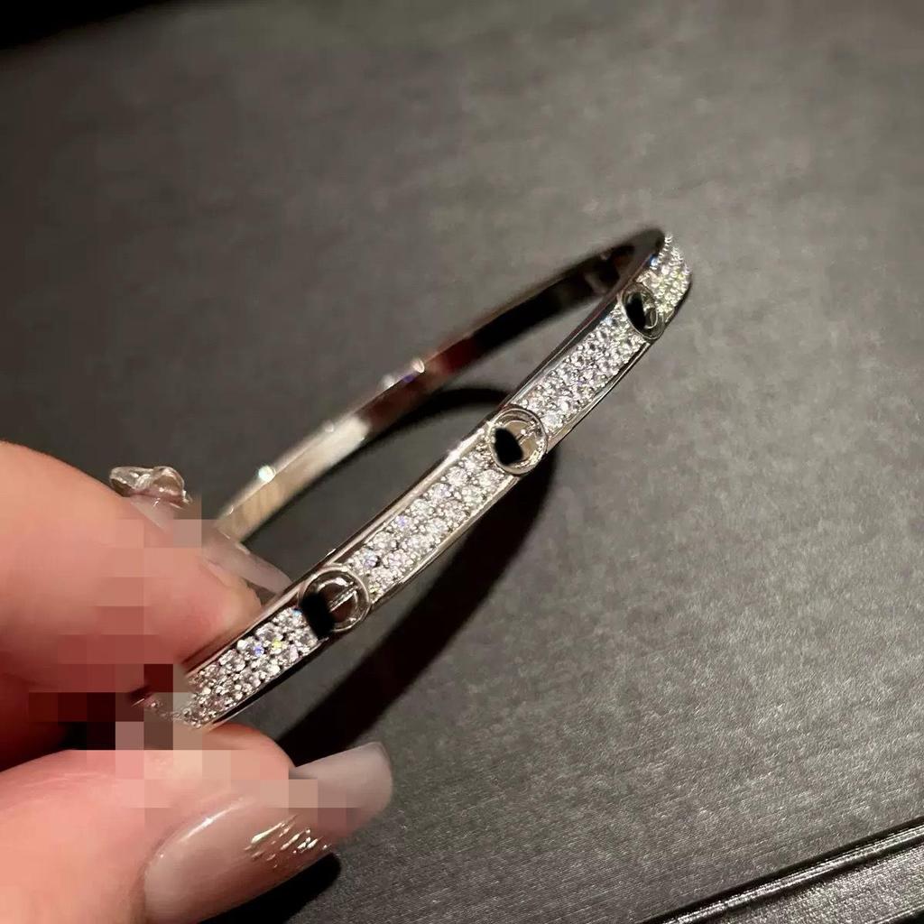 Starry Sky Three-Row Diamond Gold-Plated Bracelet for Women - Elegant Love Bangle