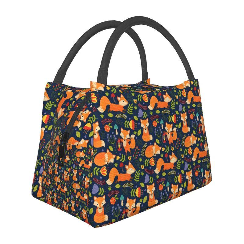 Cute Woodland Foxes Thermal Lunch Bag for Women Girls Kids Reusable Insulated Lunch Box for Work Picnic Travel School Gifts