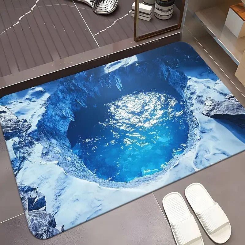 3D Hollow Illusion Bathroom Floor Mat Washbasin Bathtub Side Anti Slip Absorbent Rug Porch Entrance Exquisite Anti Slip Mat