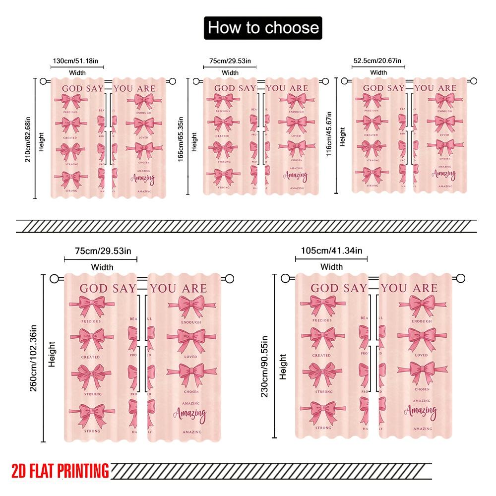 2pcs 2D flat printing Party Window Curtains GOD SAYS YOU ARE PRECIOUS BEAUTIFUL ENOUGH 100% Polyester Without Electricity Family