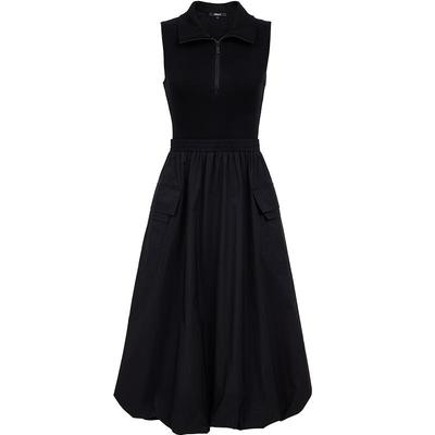 2025 Summer Half-Open Collar Cloud Skirt Midi Dress