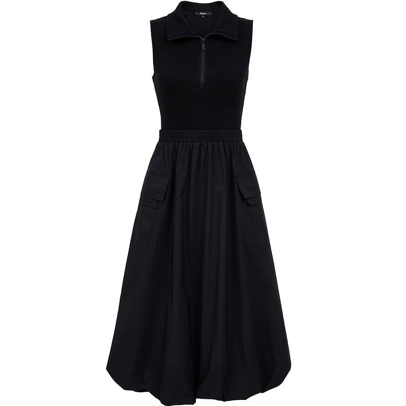 ONLY 2025 Summer Half-Open Collar Cloud Skirt Midi Dress L