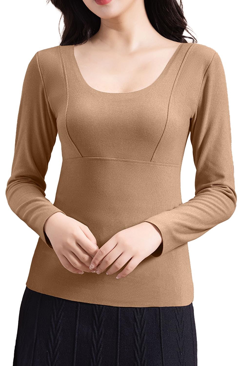 

с тонким он сохраняет тепло так же, как и начесанный Теплая нижняя одежда для длинных рукавов с круглым офисным защитным нижним бельем для защиты от холода [Ranmy Stage] [Even