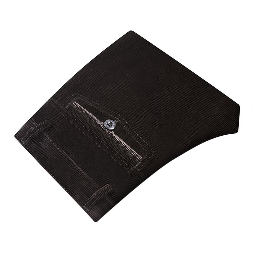Mid-aged Men Pants Corduroy Solid Color Soft Plush Straight Wide Leg High Waist Button Zipper Closure Formal Business Style Long