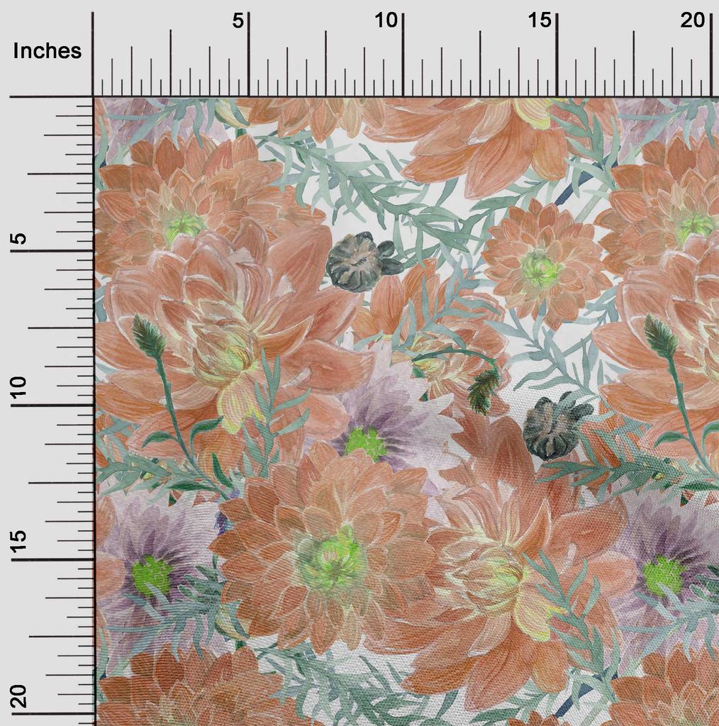 oneOone Cotton Flex Medium Purple Fabric Leaves & Lotus Floral Sewing Fabric By The Yard Printed Diy Clothing Sewing Supplies 40 Inch