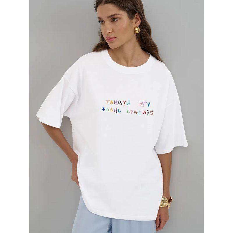 Western Style New Fashion Casual Loose Print round Neck Short sleeve T-shirt Top Printed T-shirt Top