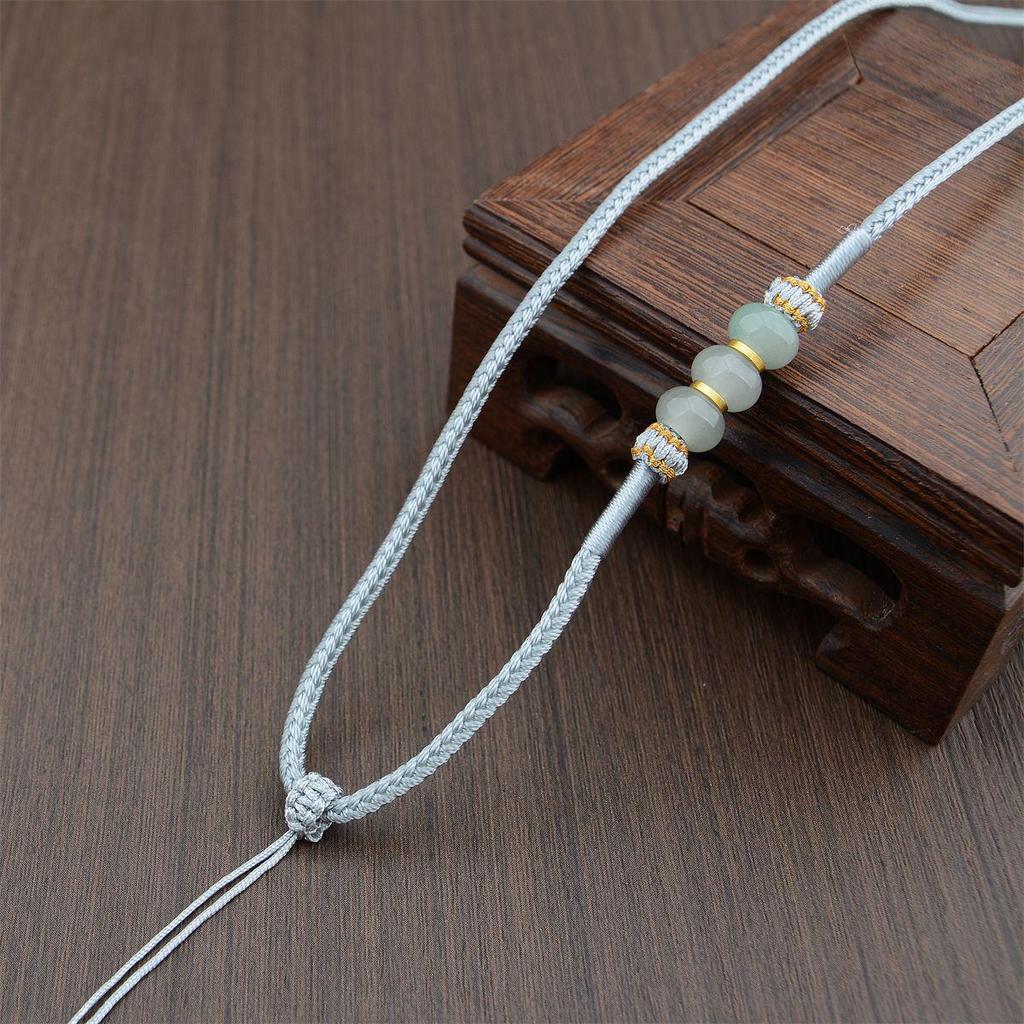 Handwoven Dongling Jade Pendant Lanyard: Thousand Li of Mountains and Rivers Outdoor Sports Necklace