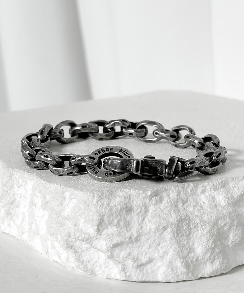 Blessed Bullet Rugged Ellipse Chain Bracelet_Dark Silver/Silver