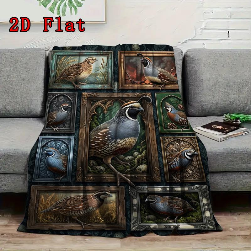 Quail Collection 2D Flat Pattern Flannel Blanket, High Quality All Seasons, Home Decor, Warmth and Comfort, Perfect for Christmas Gifts.