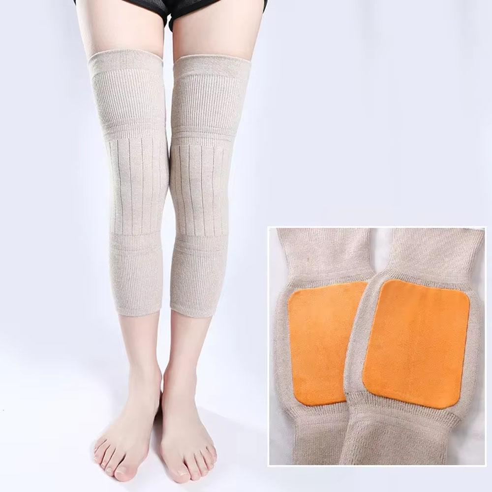2PCS Winter Warm Wool Cashmere Leg Warmers Sleeves Thick Fleece Lined Knee Pads Brace Support Guard Protector Long Thermal Wraps