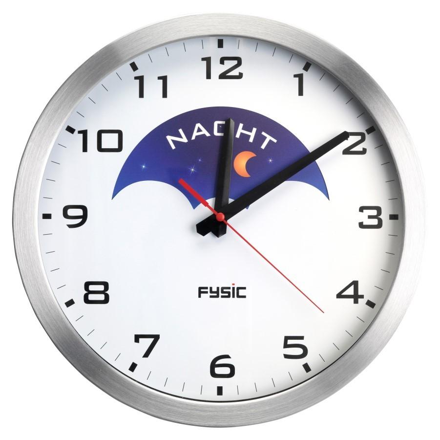 

Fysic FK150 - Duży zegar analogowy w aluminiowej obudowie, wyświetlacz dzień/noc, Fysic срібний