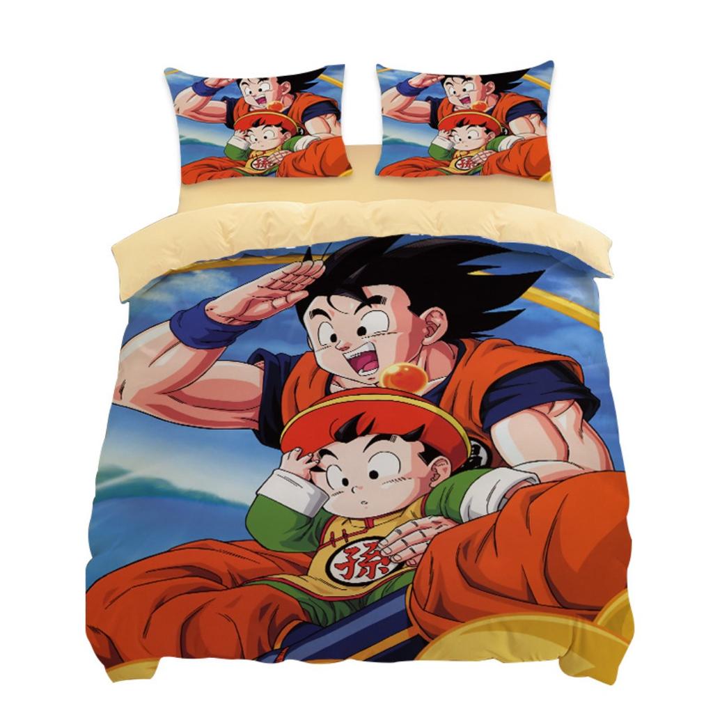 Японское Аниме Dragon Ball Постельное Белье Гоку Супер Сайян Пододеяльник Наволочка 2/3шт 3D Принты для Подростков Покрывало