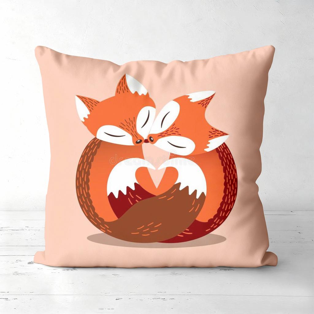 Cute Fox Pillow Covers I Love You Mom Valentine Polyester pillowcase, sofa decorative cushion cov Headboard Pillow