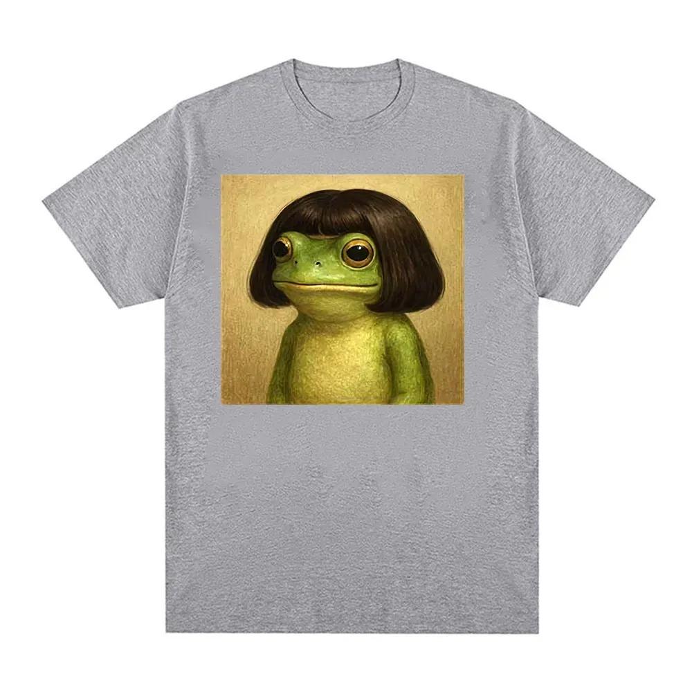 Vintage 90s Casual Oversized T-shirt Funny Frog Face with Bob Haircut Meme T Shirt Unisex Women Fashion Humor Short Sleeve T-shirts