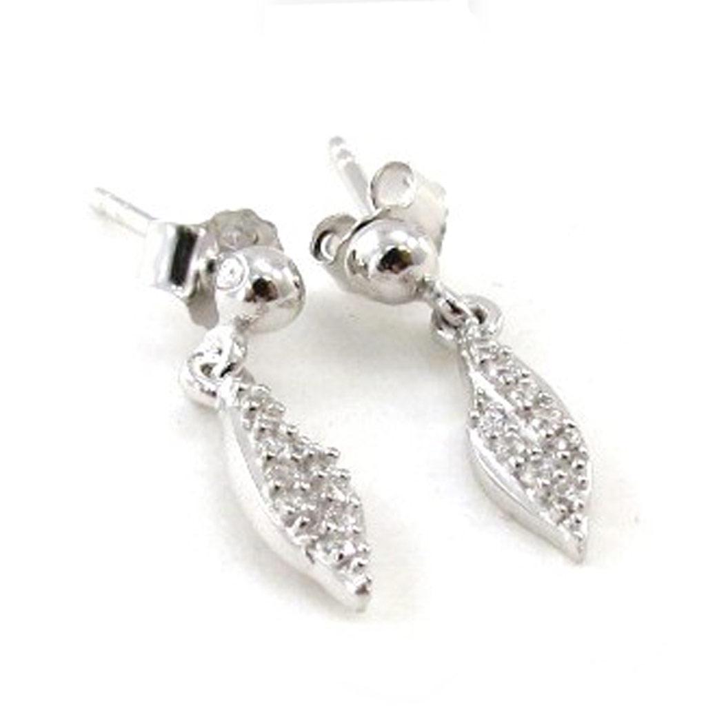 Les Trésors De Lily [J0063] - Boucles Argent 'Déesse' blanc argenté (rhodié) - 18x4 mm