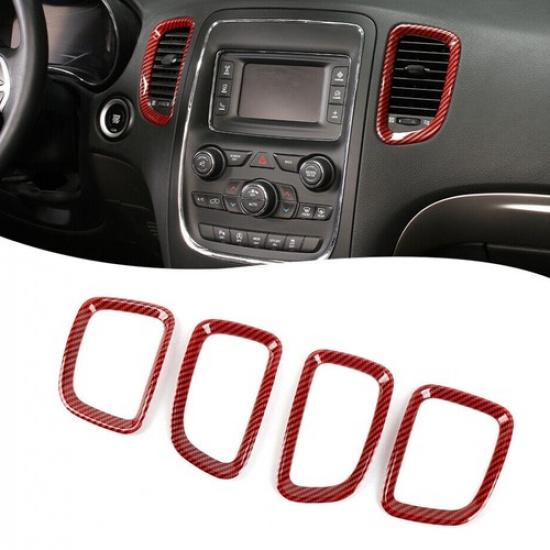 Center Console Air Condition Vent Cover Trim for Dodge Durango 2011+ Red Carbon