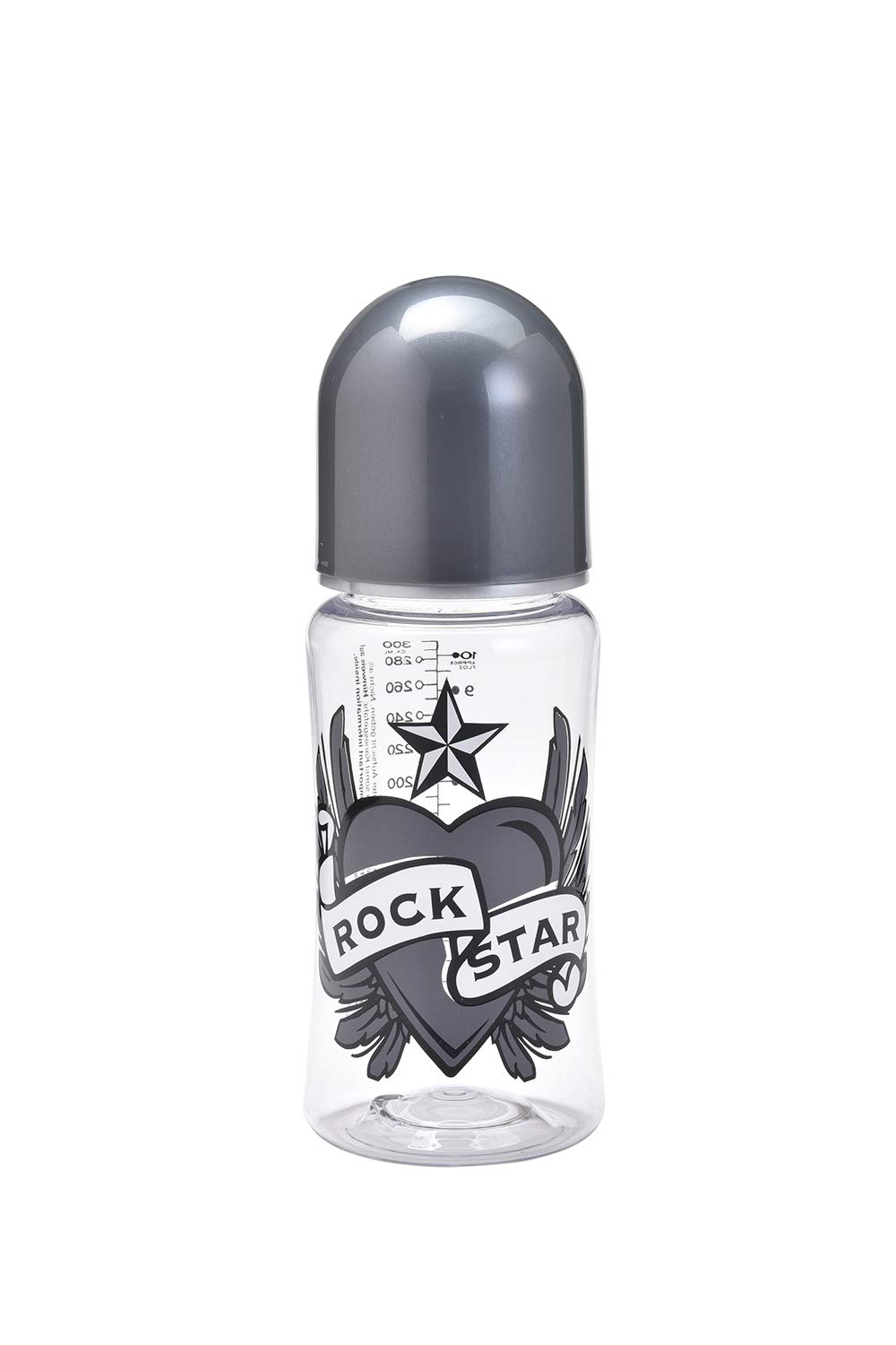 

Babynova Rockstar Baby Polyamide Baby Heart Wings Ages 0 Months and 300ml Bottle, & Monotone, Up, Polyamide, серый