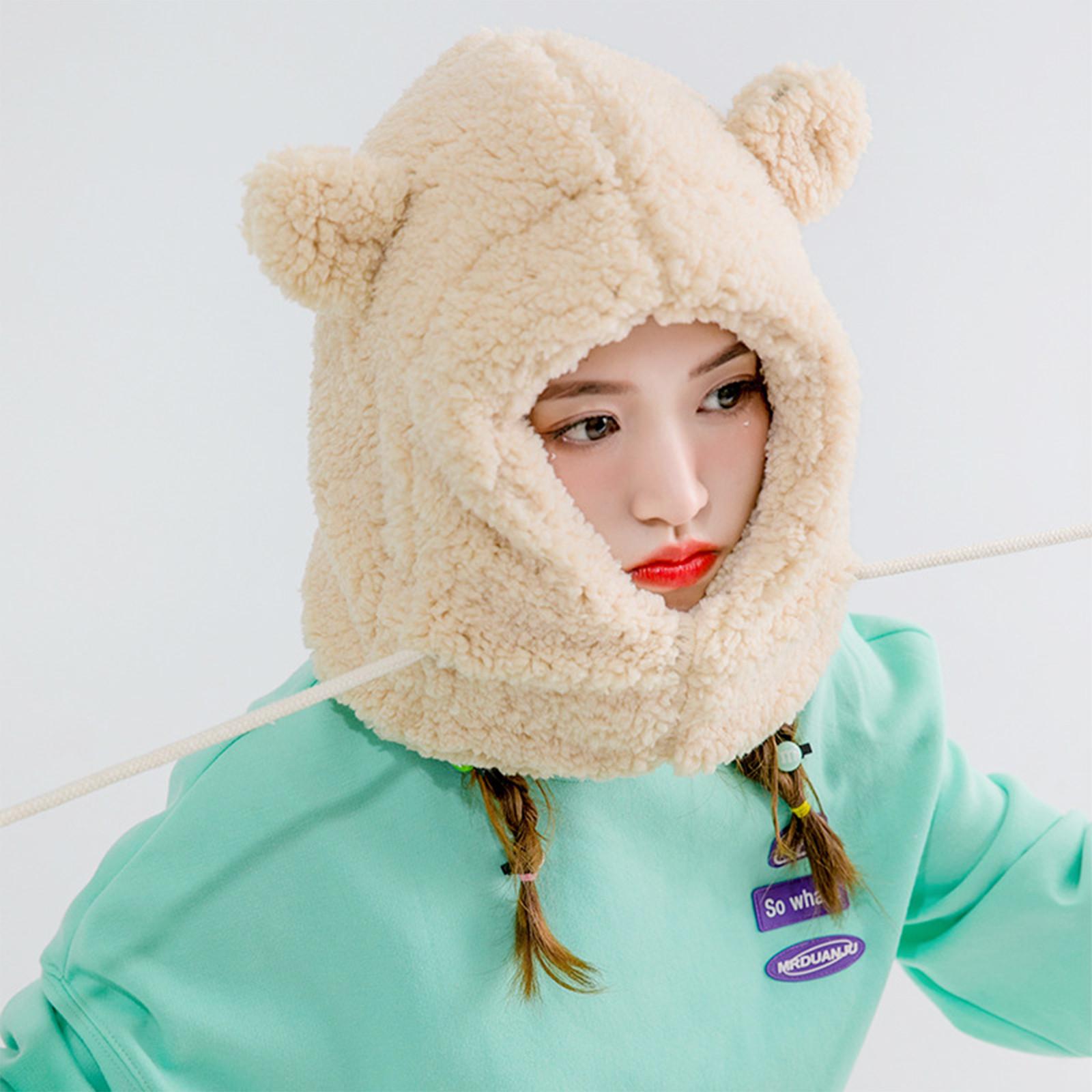 Women s Fashion Winter Cover Head Scarf Hat  Three In One Warm Hat