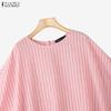 ZANZEA Women Casual Round Neck Dolman Sleeve Summer Stripe Blouse