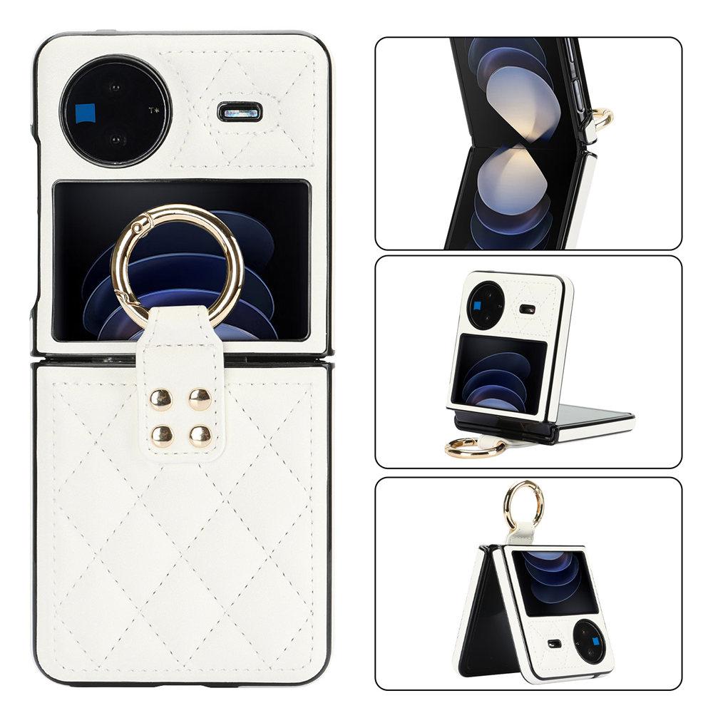 For Vivo X Flip Fashion Ultra-Thin Cover Leopard Print Leather Case For VIVO X Flip Ring Holder Rhombic Back Coque