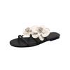 Sheepskin French fairy flower vacation style Roman cool slippers summer wear with skirt flat bottom one-word shoes women's