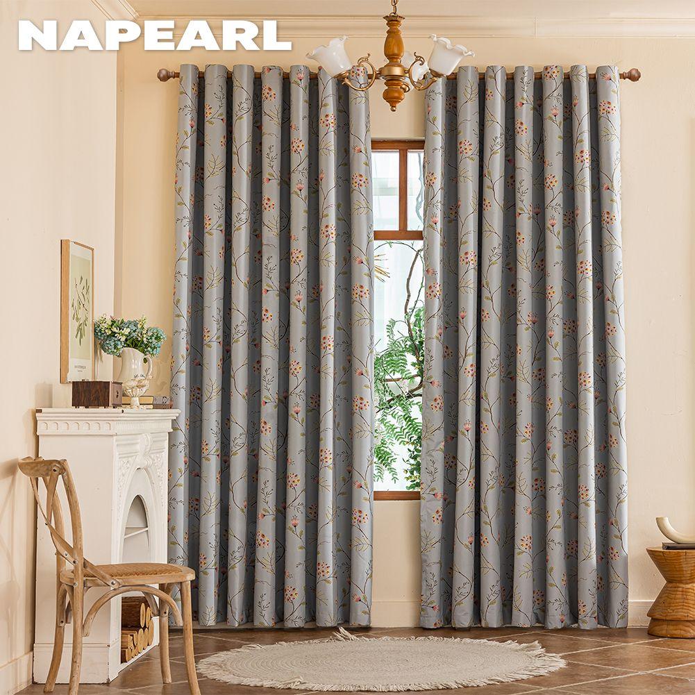 1PC NAPEARL European Luxury 100% Blackout Blackout Curtain Vintage Floral Curtains Curtain for Bedroom Living Room Balcony Window for Home Decor