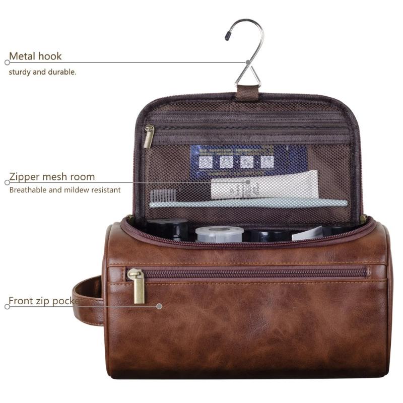 Borsa da toilette in pelle da uomo e donna Borsa da toilette da appendere per viaggiare Borsa di grande capacità Borsa portatile per viaggi d'affari Borsa impermeabile per trucchi