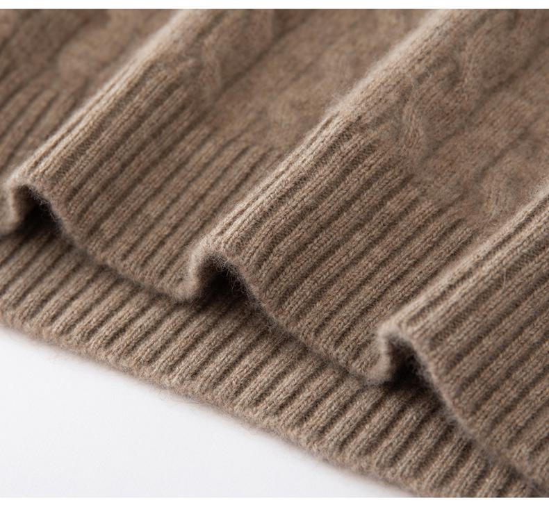 3D Cable Knit V-Neck Cashmere Sweater - Women's Elegant Autumn/Winter 2026 Collection, Loose Slimming Fit