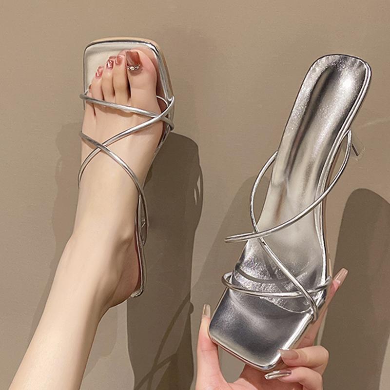 Fashion Sexy High Heels Woman Slippers Elegant Fashion Shoes Dress Pumps Women Sandals 2025 Designer New Summer Party Women’s Flip Flops