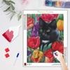 Diamond Painting Flower Cat Diamond Mosaic Embroidery Animal Rhinestone Home Decoration 30x40cm/12x16inch