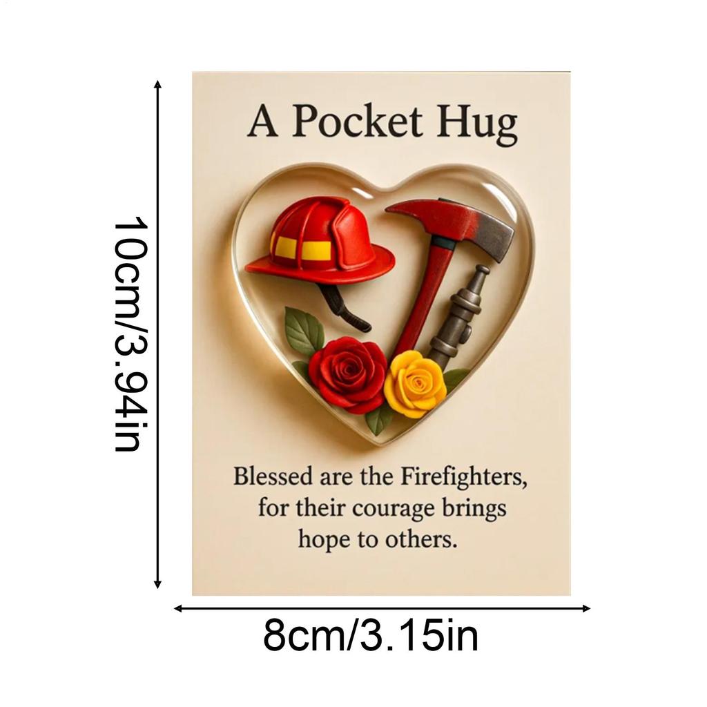 Greeting Card Heart Shape Firefighter Theme Keepsake Appreciation Cards Keychain For Women Birthday Tree Easter Door Home Desk
