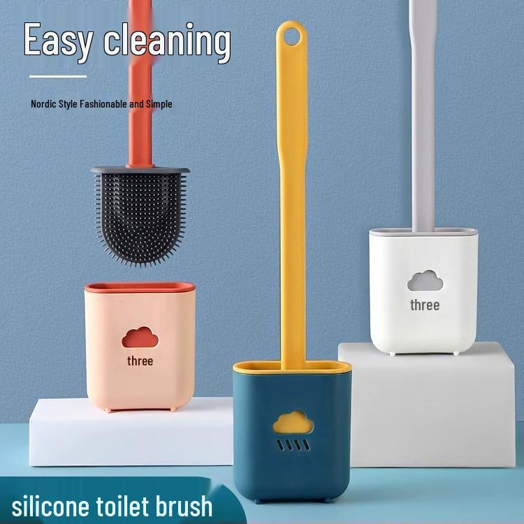 Wall-Mounted Soft-Bristled Toilet Brush for Complete Bathroom Cleaning