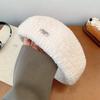 Knitted wool beret women's autumn and winter face small versatile painter hat big head circumference warm bud hat